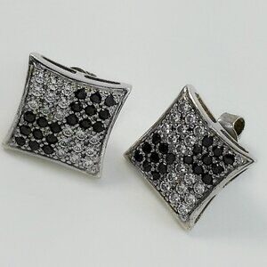 Square Earrings - Color Block Earrings - Cubic Zirconia Earrings